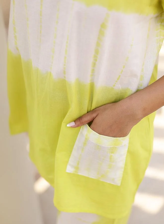 Sanskrutihomes  Women Yellow Tie and Dyed Pure Cotton Night suit for Women | Best Price UAE